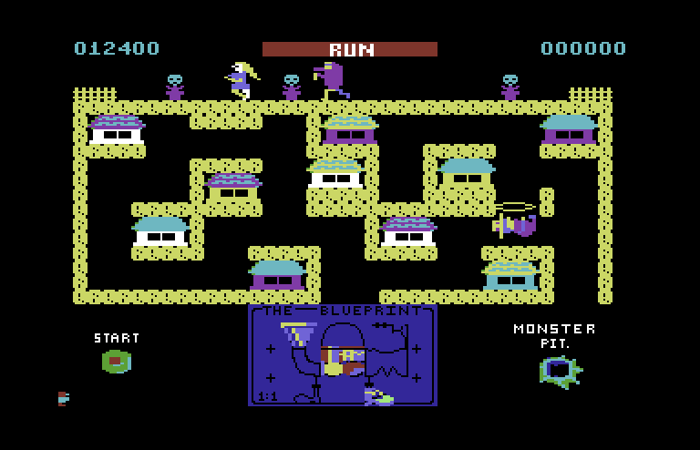 Blueprint Commodore 64 Screenshot: Level 2; I lost a life!