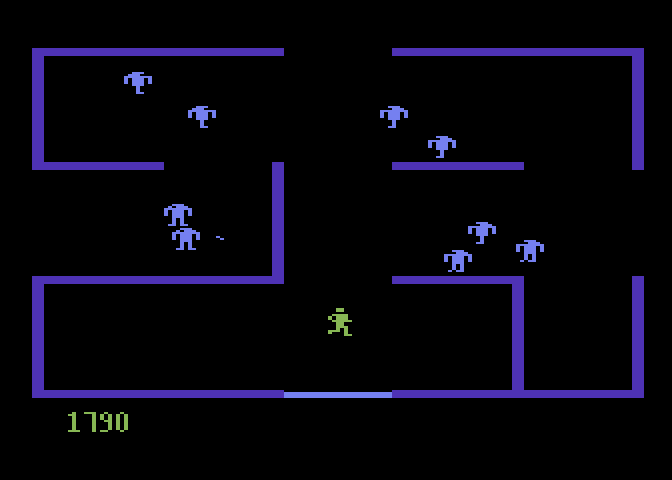 Berzerk Atari 5200 Screenshot: The robots get faster as the game progresses.