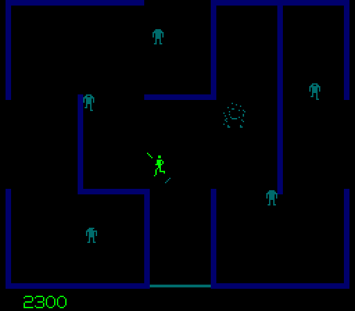 Berzerk Arcade Screenshot: Don't get caught in the crossfire...
