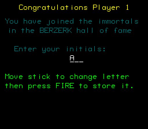 Berzerk Arcade Screenshot: Game over.