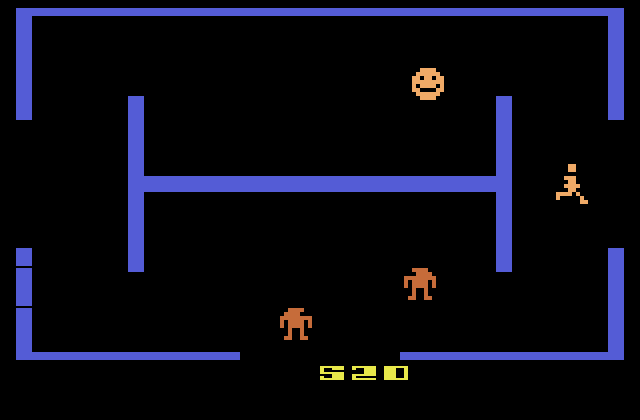 Berzerk Atari 2600 Screenshot: Here comes Evil Otto...better run!