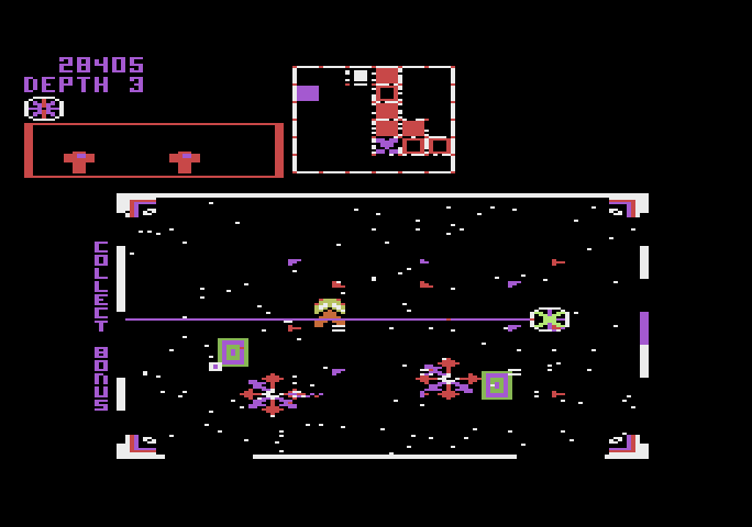 Space Dungeon Atari 5200 Screenshot: Shoot those corner zappers before they shoot you...