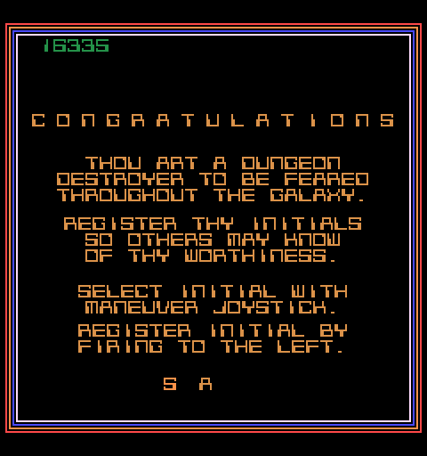 Space Dungeon Arcade Screenshot: A new high score!