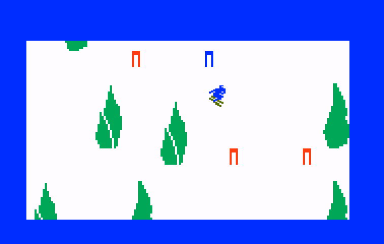 US Ski Team Skiing Intellivision Screenshot: Slolam in progress...