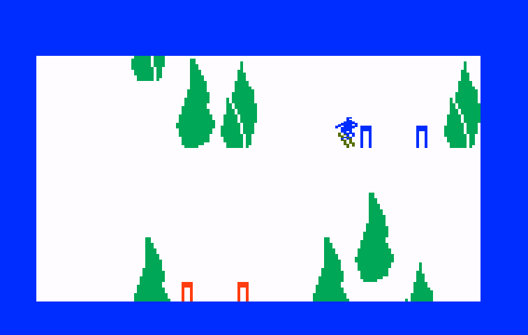 US Ski Team Skiing Intellivision Screenshot: Game start; I'm already missing the gates...