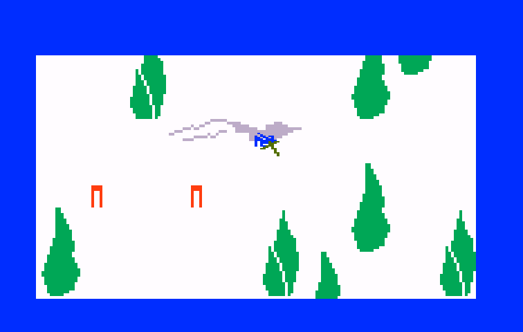 US Ski Team Skiing Intellivision Screenshot: I crashed on this hill!