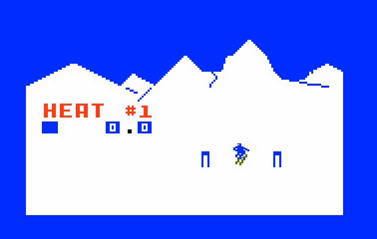 US Ski Team Skiing Intellivision Screenshot: Ready to begin Heat #1?