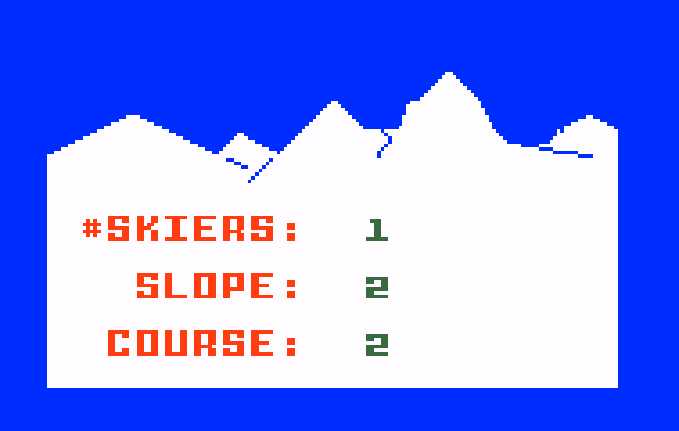 US Ski Team Skiing Intellivision Screenshot: Setting game options.