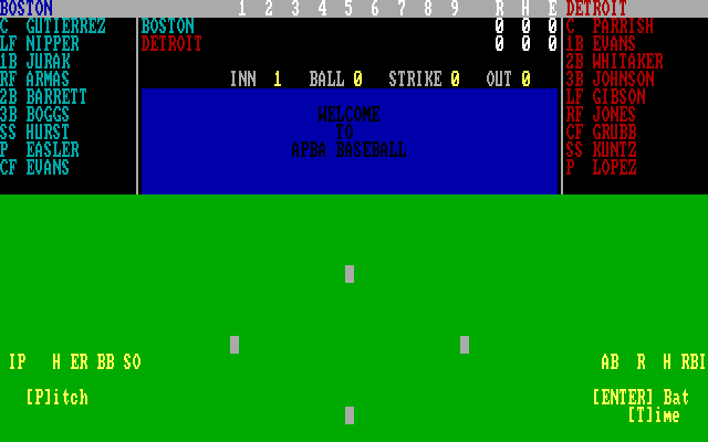 APBA Major League Players Baseball IBM PC/Compatibles Screenshot: The national anthem plays at game start.