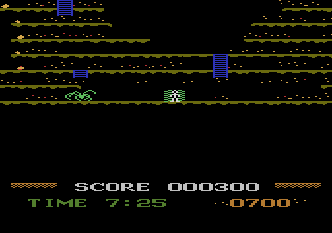 Mountain King Atari 5200 Screenshot: The spider caught me...I need to escape fast!