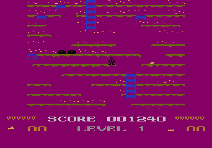 Mountain King Atari 5200 Screenshot: Game over (the screen changes different colors).