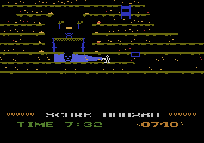 Mountain King Atari 5200 Screenshot: Found a hidden skull by the temple.