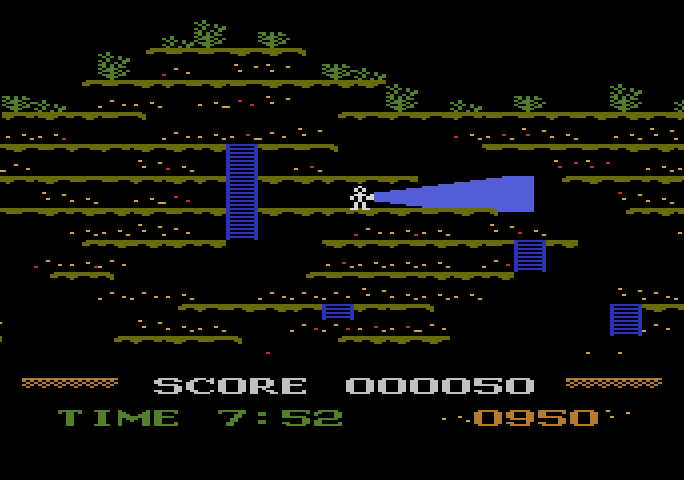 Mountain King Atari 5200 Screenshot: Use the flashlight to search...there's nothing here!