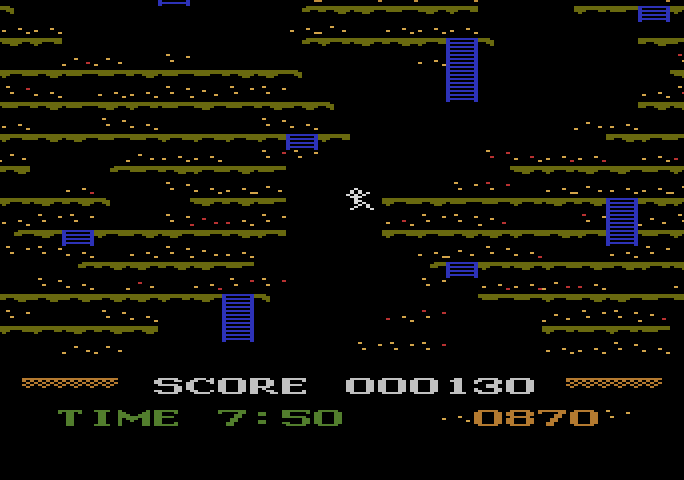 Mountain King Atari 5200 Screenshot: Falling from a platform...
