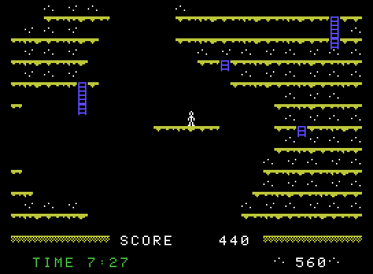 Mountain King ColecoVision Screenshot: On a platform in the middle of nowhere!