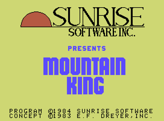 Mountain King ColecoVision Screenshot: Title screen.