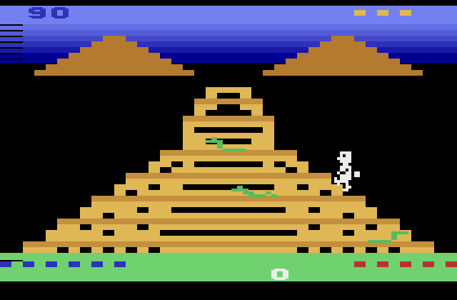 Quest for Quintana Roo Atari 2600 Screenshot: Don't get hit by lightning (shown as a dot in the Atari 2600 version).