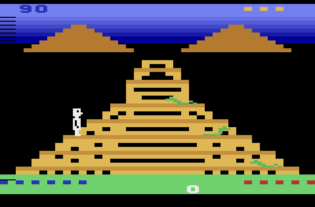 Quest for Quintana Roo Atari 2600 Screenshot: Climbing up the pyramid...
