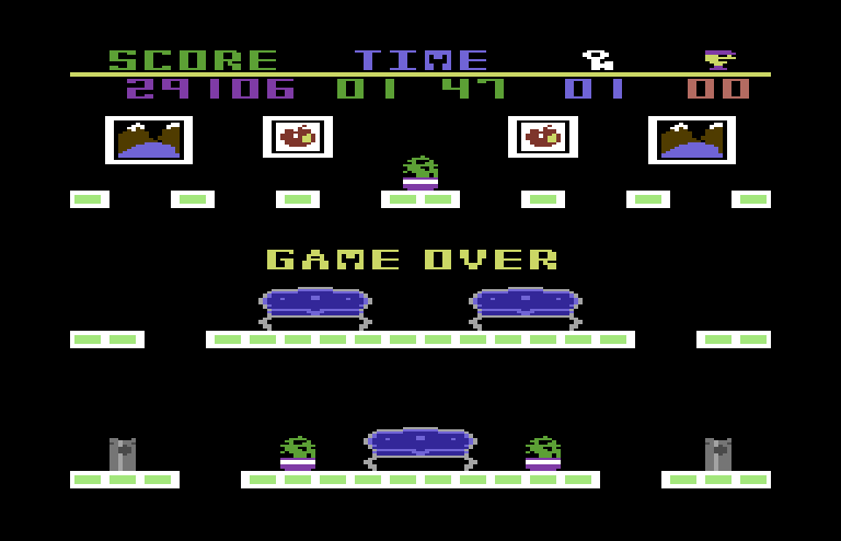 Heist, The Commodore 64 Screenshot: Game over.
