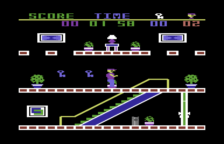 Heist, The Commodore 64 Screenshot: Starting location.