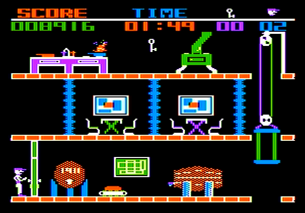 Heist, The Apple II Screenshot: A contraption filled room!