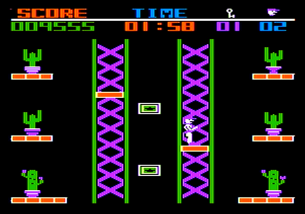 Heist, The Apple II Screenshot: These platforms can also help lift you up to a new floor.