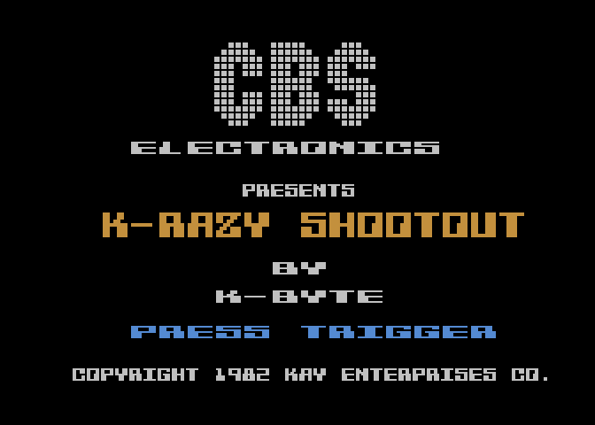 K-Razy Shoot-Out Atari 5200 Screenshot: Title screen.