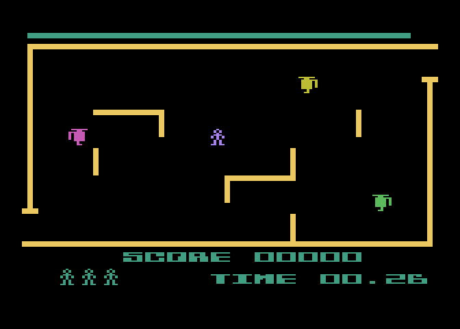 K-Razy Shoot-Out Atari 5200 Screenshot: Here come some dangerous robots...