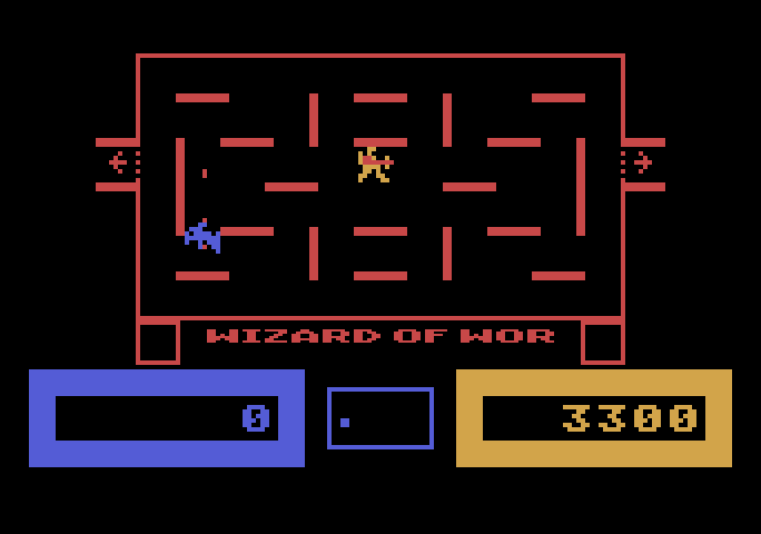 Wizard of Wor Atari 5200 Screenshot: The wizard of wor is here, and it's fast!