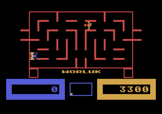 Wizard of Wor Atari 5200 Screenshot: Try to hit the worluk before it escapes!