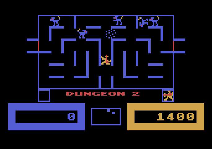 Wizard of Wor Atari 5200 Screenshot: Dungeon 2.