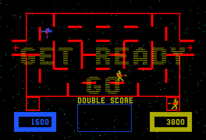 Wizard of Wor Arcade Screenshot: Time for the double score dungeon...