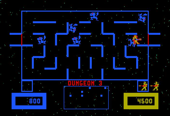 Wizard of Wor Arcade Screenshot: A monster got me!