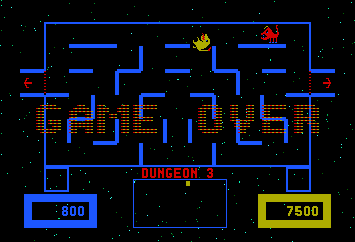 Wizard of Wor Arcade Screenshot: Game over.