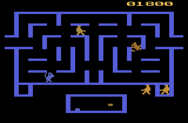 Wizard of Wor Atari 2600 Screenshot: A new opponent enters the maze...