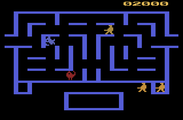 Wizard of Wor Atari 2600 Screenshot: Multiple types of opponents begin to appear at once...