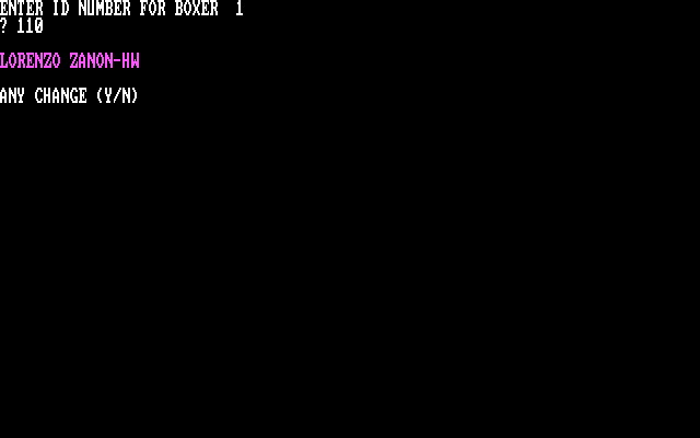 TKO Pro Boxing IBM PC/Compatibles Screenshot: Select a boxer; a list of available boxers is included with the game.