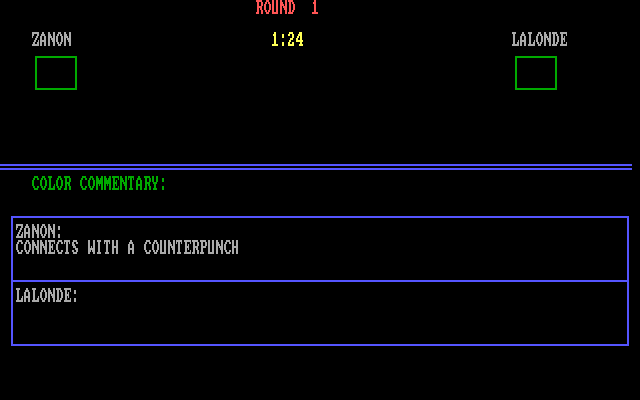 TKO Pro Boxing IBM PC/Compatibles Screenshot: Zanon connects with a counterpunch...