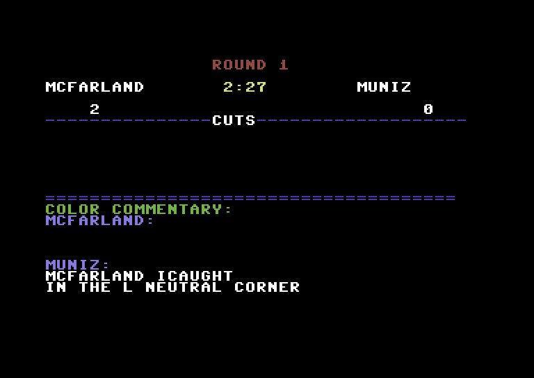 TKO Pro Boxing Commodore 64 Screenshot: The fight begins...