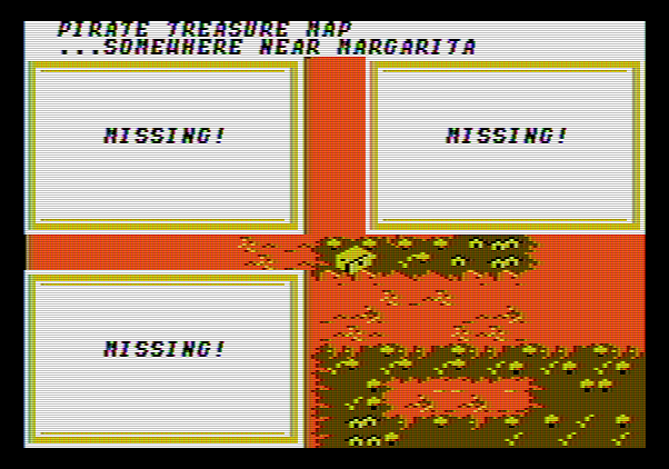 Sid Meier's Pirates! Apple II Screenshot: I have a map, but sections are missing.