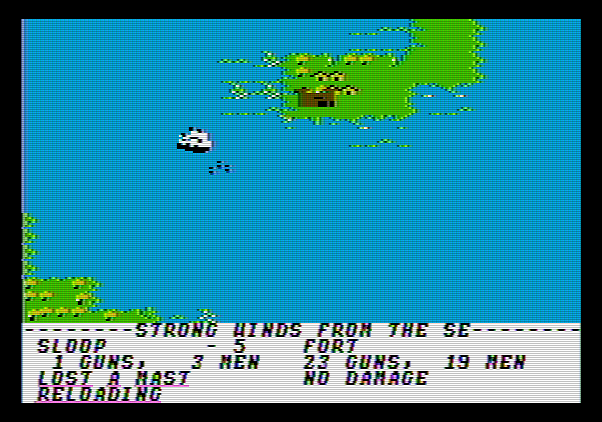 Sid Meier's Pirates! Apple II Screenshot: Fighting my way into town...