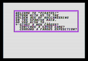 Sid Meier's Pirates! for Apple II - Main menu; start a new career?