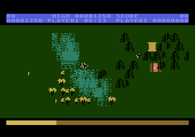 Countermeasure Atari 5200 Screenshot: Head towards the supply depots to recieve a clue to the code.