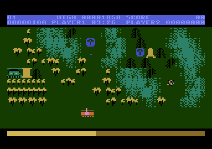 Countermeasure Atari 5200 Screenshot: The screen scrolls vertically to reveal new areas of the map.