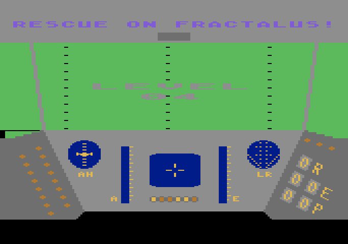 Rescue on Fractalus! Atari 5200 Screenshot: Title screen and level select.