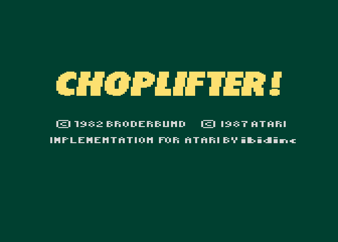 Choplifter! Atari 7800 Screenshot: Title screen.