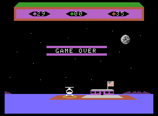Choplifter! ColecoVision Screenshot: Game over.