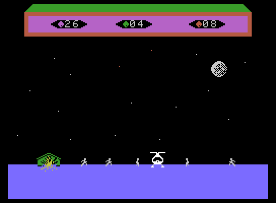Choplifter! ColecoVision Screenshot: Rescue in progress...