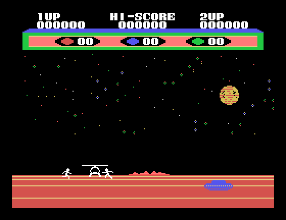 Choplifter! Sega SG-1000 Screenshot: Rescue in progress, but here comes a tank!