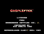 Choplifter! for Sega SG-1000 - Title screen.
